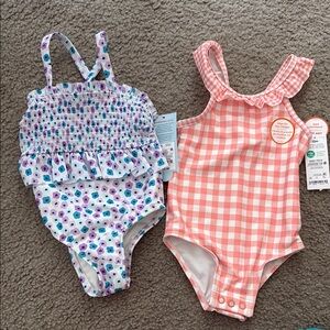 Set of Two Baby Girl Swimsuits - Floral and Gingham